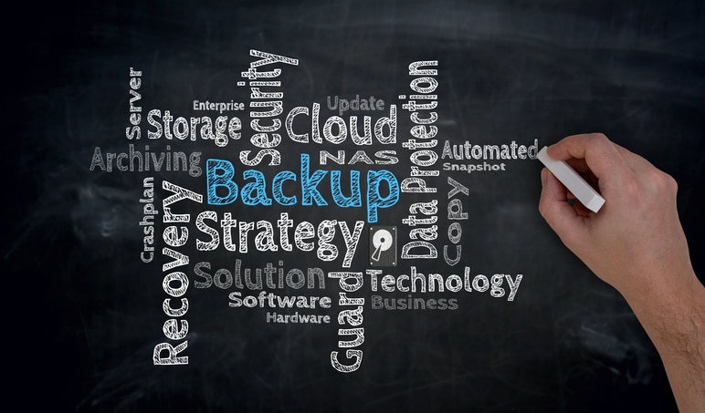 Backup Cloud is written by hand on blackboard