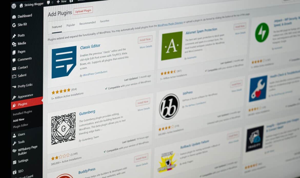 A Wordpress editing dashboard